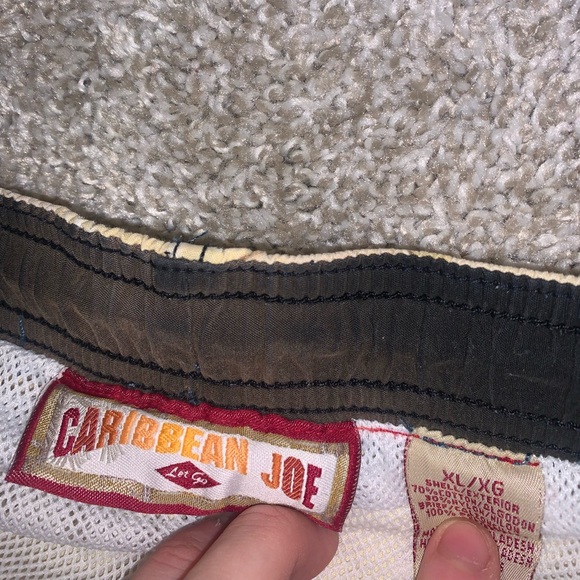 Caribbean Joe Yellow & Brown Swim Trunks sz XL - Picture 8 of 10